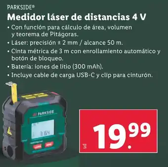 Lidl PARKSIDE® Medidor láser de distancias 4 V oferta