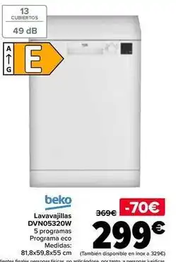 Carrefour Beko - lavavajillas dvn05320w oferta