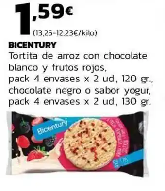 Supermercados Lupa Bicentury Tortita De Arroz Con Chocolate Blanco Y Frutos Rojos Chocolate Negro O Sabor Yogur oferta