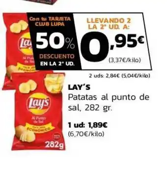 Supermercados Lupa Lay's Patatas Al Punto De Sal 282gr oferta