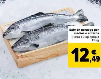 Carrefour Salmón noruego por medios o enteros oferta