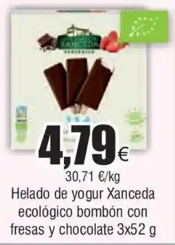 FROIZ Helado de yogur Xanceda ecológico bombón con fresas y chocolate 3x52 g oferta