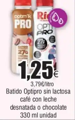 FROIZ Batido Optipro sin lactosa café con leche desnatada o chocolate 330 ml unidad oferta