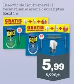 Sorli Insecticida líquid aparell i recanvi sense aroma o eucaliptus Raid 1 u oferta