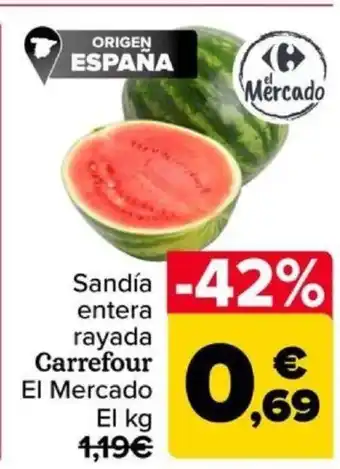 Carrefour Sandía entera rayada Carrefour El Mercado oferta