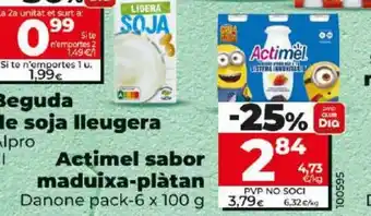 Dia Actimel sabor Maduixa-Platan oferta