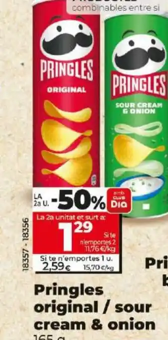 Dia Pringles original/sour cream & onion oferta