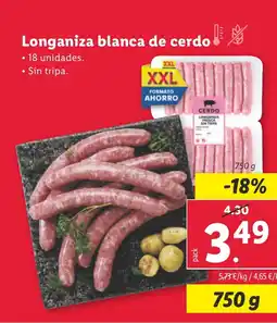 Lidl Longaniza blanca de cerdo oferta