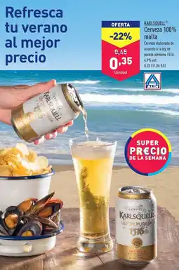 ALDI KARLSQUELL® Cerveza 100% malta oferta