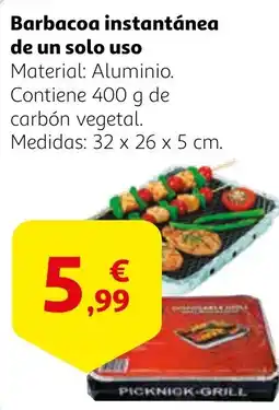 Alcampo Barbacoa instantánea de un solo uso oferta