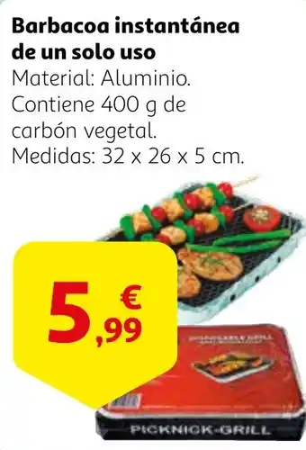 Alcampo Barbacoa instantánea de un solo uso oferta
