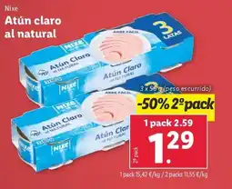 Lidl Nixe Atún claro al natural oferta