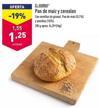ALDI El Horno Pan de maíz y cereales 285g oferta