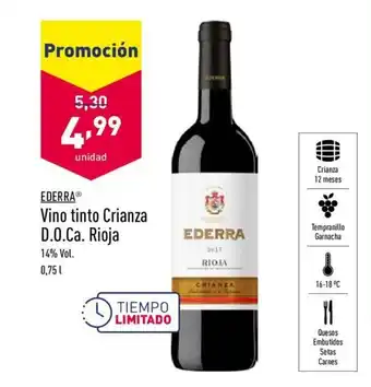 ALDI Ederra Vino tinto Crianza D.O.Ca Rioja 0,75l oferta