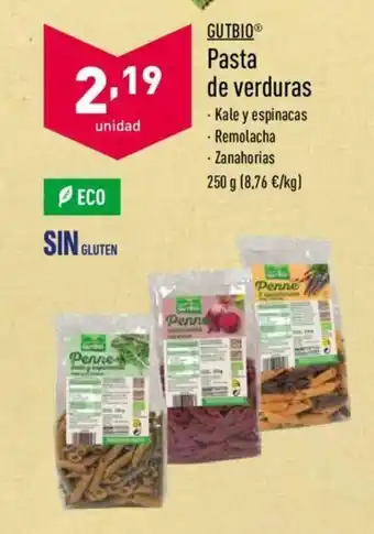 ALDI Gutbio Pasta de verduras 250g oferta