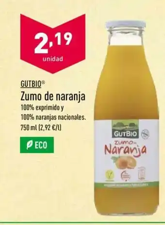 ALDI Gutbio Zumo de naranja 750ml oferta