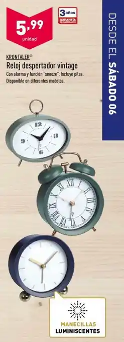 ALDI Krontaler Reloj despertador vintage oferta