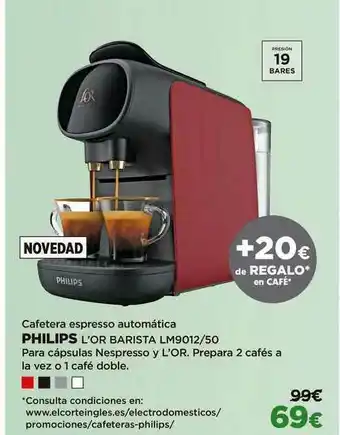 El Corte Inglés Cafetera Espresso Automática Philips L'or Barista Lm9012 50 oferta