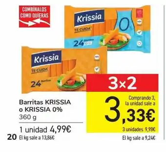 Carrefour Barritas Krissia O Krissia 0% 360g oferta