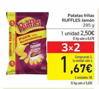 Carrefour Patatas Fritas Ruffles Jamón 295g oferta