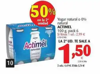 Alimerka 50% En La 2a Unidad Yogur Natural O 0% Natural Actimel 100g oferta