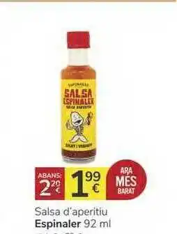 Supermercados Charter Salsa D'aperitiu Espinaler 92ml oferta