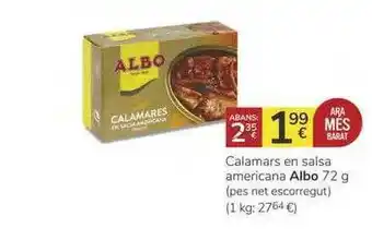 Supermercados Charter Calamars En Salsa Americana Albo 72g oferta