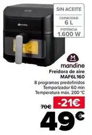 Carrefour Mandine - freidora de aire maf6l160 oferta