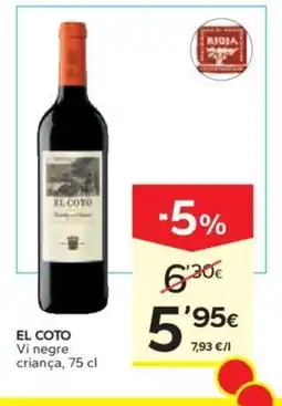 Caprabo EL COTO Vi negre criança, 75 cl oferta