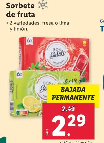 Lidl Bon Gelati Sorbete de fruta oferta