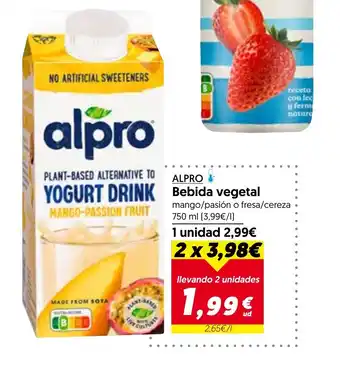 Hiper Usera ALPRO Bebida vegetal oferta
