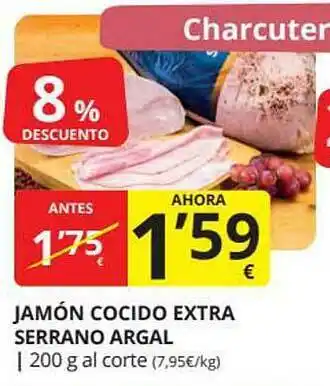 Supermercados MAS Jamón Cocido Extra Serrano Argal 200g oferta