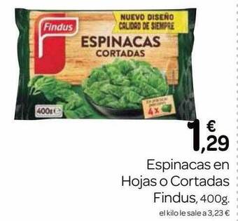Supermercados El Jamón Espinacas En Hojas O Cortadas Findus, 400g oferta