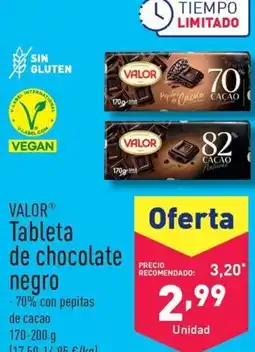 ALDI VALORⓇ Tableta de chocolate negro oferta