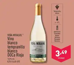 ALDI VIÑA MIRASOLⓇ Vino blanco tempranillo blanco DOCa Rioja oferta
