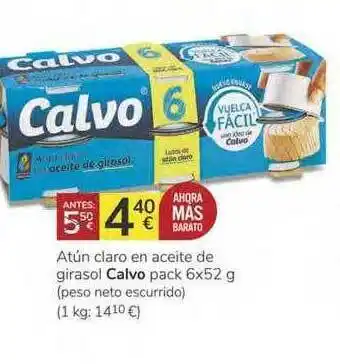 Consum Atún Claro En Aceite De Girasol Calvo pack 6 x 52g oferta