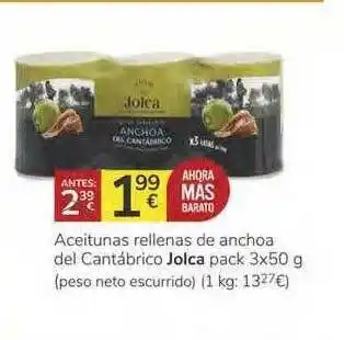 Consum Jolca Aceitunas Rellenas De Anchoa Del Cantábrico 3x50g oferta