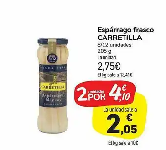 Carrefour Market Espárrago Frasco Carretilla 8/12 unidades 205g oferta