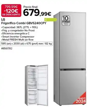 Costco LG Frigorífico Combi GBV5240CPY oferta