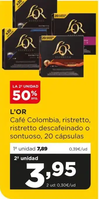 Alimerka L'OR Café Colombia, ristretto, ristretto descafeinado o sontuoso, 20 cápsulas oferta