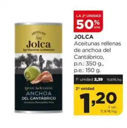 Alimerka JOLCA Aceitunas rellenas de anchoa del Cantábrico, oferta