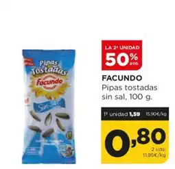Alimerka FACUNDO Pipas tostadas sin sal, 100 g. oferta