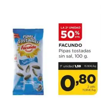 Alimerka FACUNDO Pipas tostadas sin sal, 100 g. oferta
