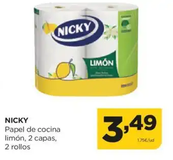 Alimerka NICKY Papel de cocina limón, 2 capas, 2 rollos oferta