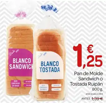 Supermercados El Jamón Pan de Molde Sandwich o Tostada Ruipán oferta