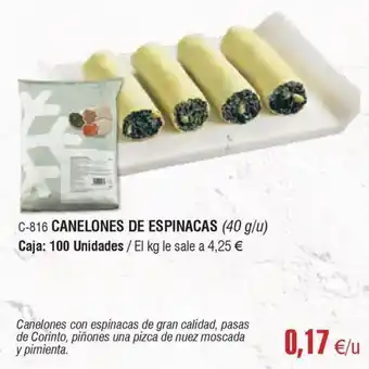 Abordo CANELONES DE ESPINACAS oferta