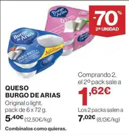 Hipercor QUESO BURGO DE ARIAS oferta