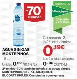 Hipercor AGUA SIN GAS MONTEPINOS oferta