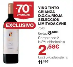 Hipercor VINO TINTO CRIANZA D.O.Ca. RIOJA SELECCIÓN LIMITADA CVNE oferta