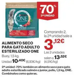 Hipercor ALIMENTO SECO PARA GATO ADULTO ESTERILIZADO ONE oferta